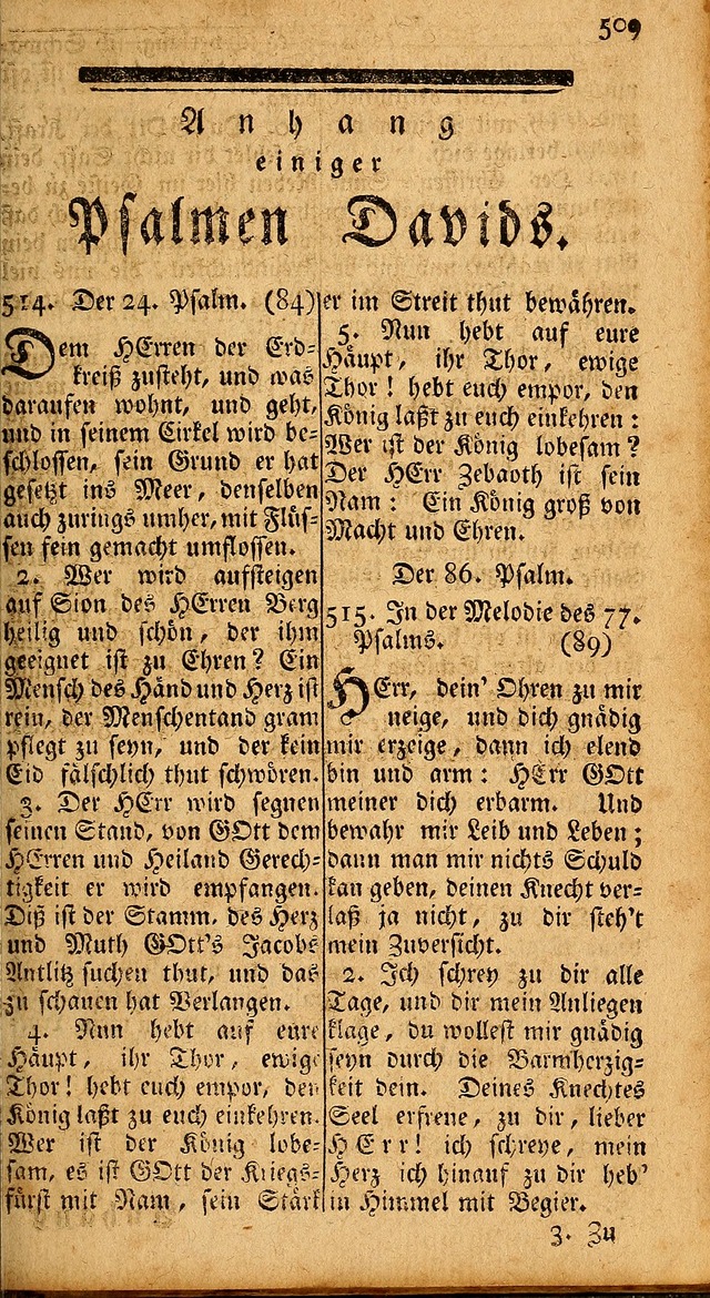 Das Kleine Davidische Psalterspiel der Kinder Zions: von alten und neuen auserlesenen Geistes-Gesängen allen wahren heils-begierigen säuglingen der weisheit, infonderheit aber denen Gemeinden ... page 509