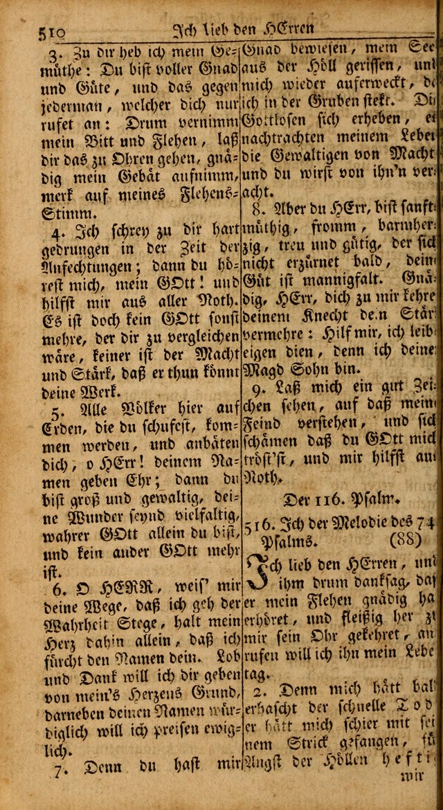 Das Kleine Davidische Psalterspiel der Kinder Zions: von alten und neuen auserlesenen Geistes-Gesängen allen wahren heils-begierigen säuglingen der weisheit, infonderheit aber denen Gemeinden ... page 510