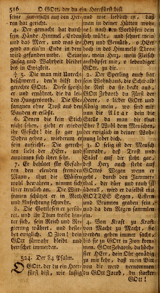 Das Kleine Davidische Psalterspiel der Kinder Zions: von alten und neuen auserlesenen Geistes-Gesängen allen wahren heils-begierigen säuglingen der weisheit, infonderheit aber denen Gemeinden ... page 516