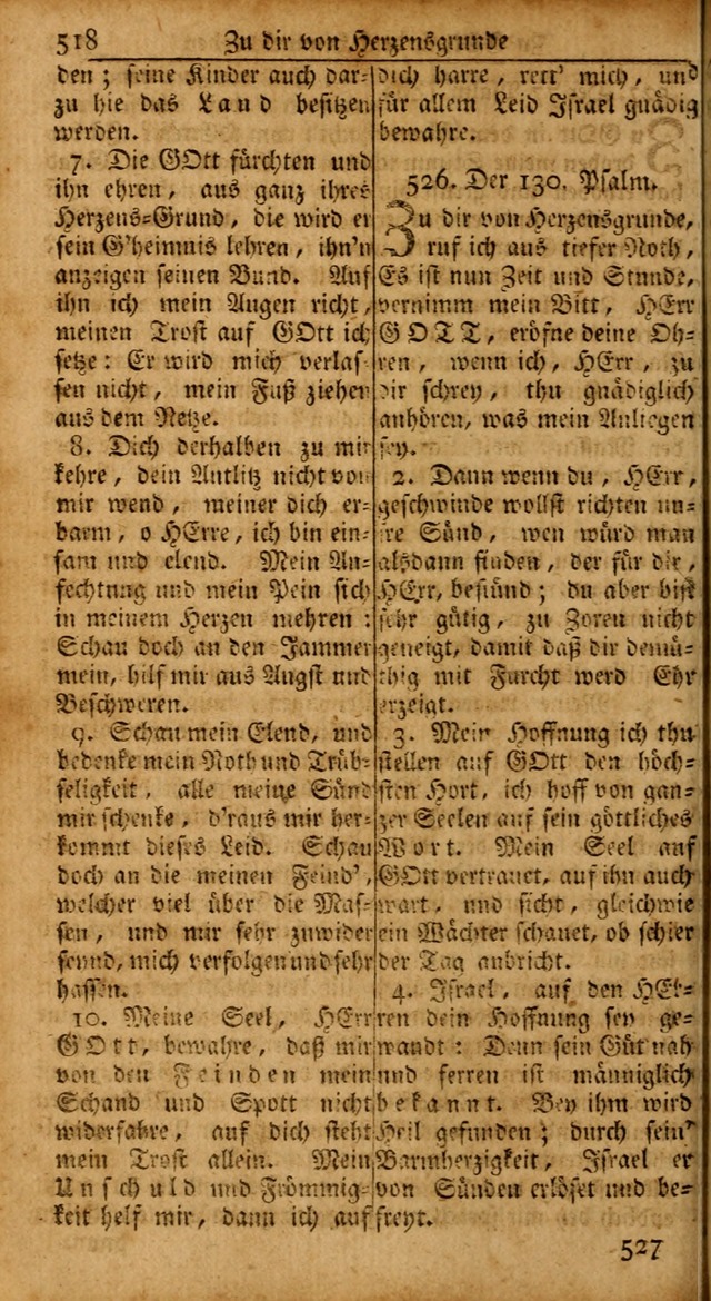 Das Kleine Davidische Psalterspiel der Kinder Zions: von alten und neuen auserlesenen Geistes-Gesängen allen wahren heils-begierigen säuglingen der weisheit, infonderheit aber denen Gemeinden ... page 518