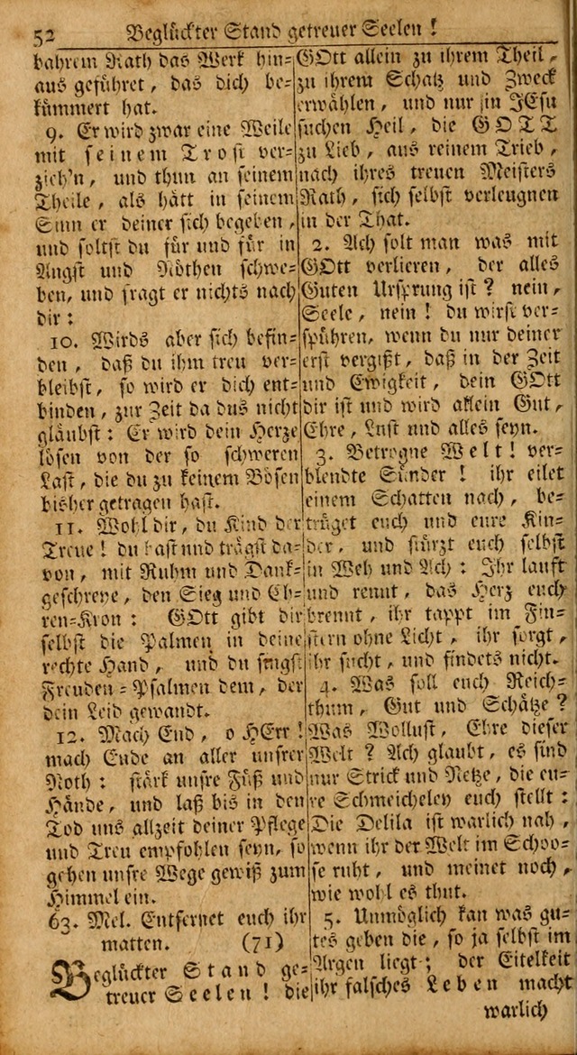 Das Kleine Davidische Psalterspiel der Kinder Zions: von alten und neuen auserlesenen Geistes-Gesängen allen wahren heils-begierigen säuglingen der weisheit, infonderheit aber denen Gemeinden ... page 52