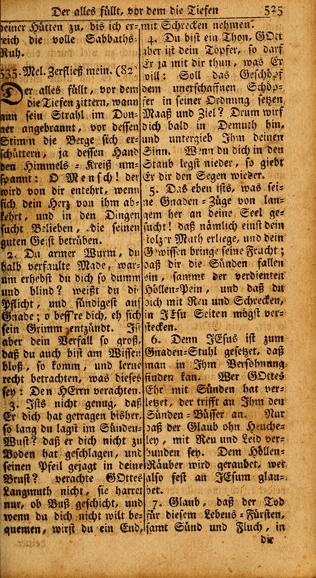 Das Kleine Davidische Psalterspiel der Kinder Zions: von alten und neuen auserlesenen Geistes-Gesängen allen wahren heils-begierigen säuglingen der weisheit, infonderheit aber denen Gemeinden ... page 525