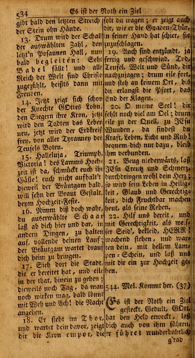 Das Kleine Davidische Psalterspiel der Kinder Zions: von alten und neuen auserlesenen Geistes-Gesängen allen wahren heils-begierigen säuglingen der weisheit, infonderheit aber denen Gemeinden ... page 534