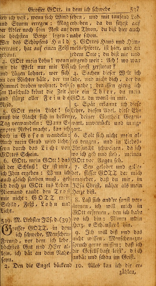 Das Kleine Davidische Psalterspiel der Kinder Zions: von alten und neuen auserlesenen Geistes-Gesängen allen wahren heils-begierigen säuglingen der weisheit, infonderheit aber denen Gemeinden ... page 537