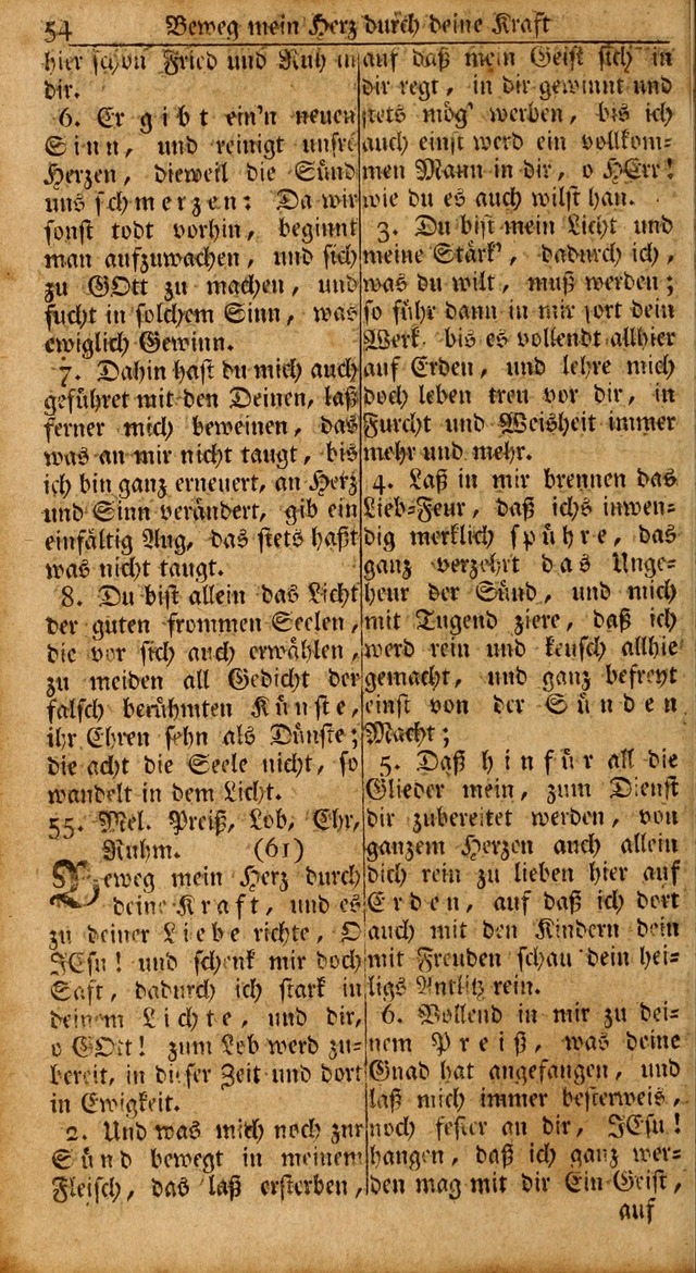 Das Kleine Davidische Psalterspiel der Kinder Zions: von alten und neuen auserlesenen Geistes-Gesängen allen wahren heils-begierigen säuglingen der weisheit, infonderheit aber denen Gemeinden ... page 54