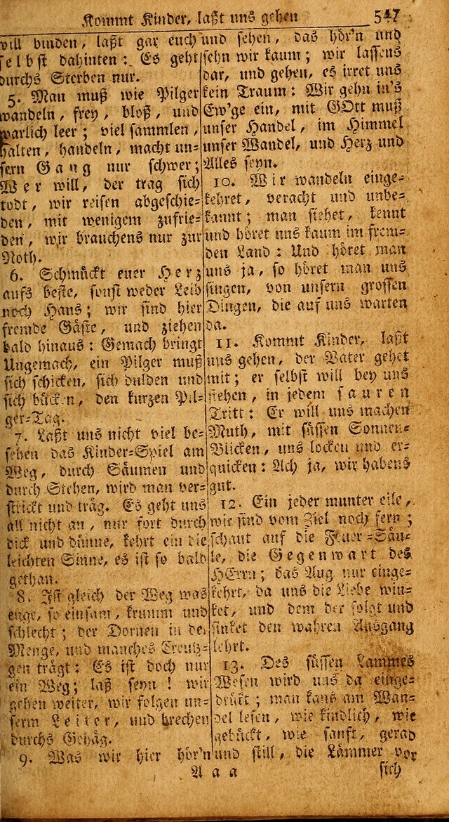 Das Kleine Davidische Psalterspiel der Kinder Zions: von alten und neuen auserlesenen Geistes-Gesängen allen wahren heils-begierigen säuglingen der weisheit, infonderheit aber denen Gemeinden ... page 547