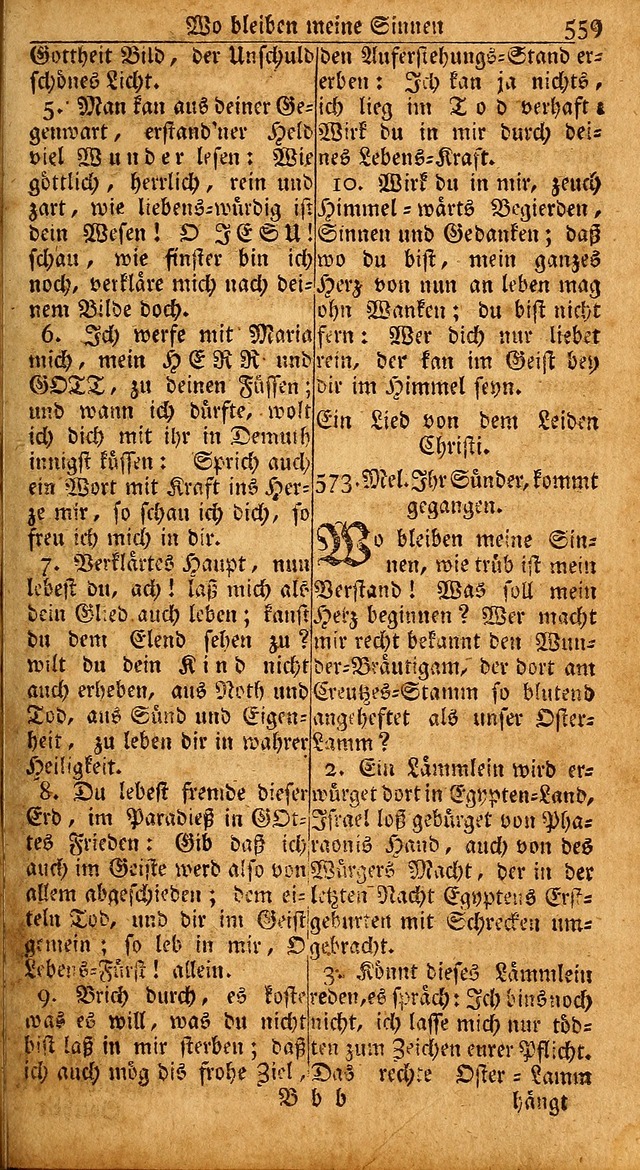 Das Kleine Davidische Psalterspiel der Kinder Zions: von alten und neuen auserlesenen Geistes-Gesängen allen wahren heils-begierigen säuglingen der weisheit, infonderheit aber denen Gemeinden ... page 559