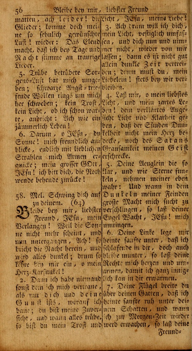 Das Kleine Davidische Psalterspiel der Kinder Zions: von alten und neuen auserlesenen Geistes-Gesängen allen wahren heils-begierigen säuglingen der weisheit, infonderheit aber denen Gemeinden ... page 56