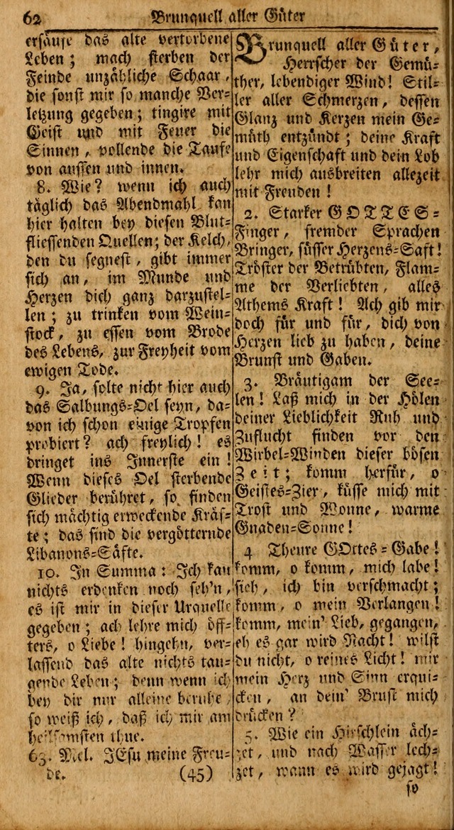 Das Kleine Davidische Psalterspiel der Kinder Zions: von alten und neuen auserlesenen Geistes-Gesängen allen wahren heils-begierigen säuglingen der weisheit, infonderheit aber denen Gemeinden ... page 62