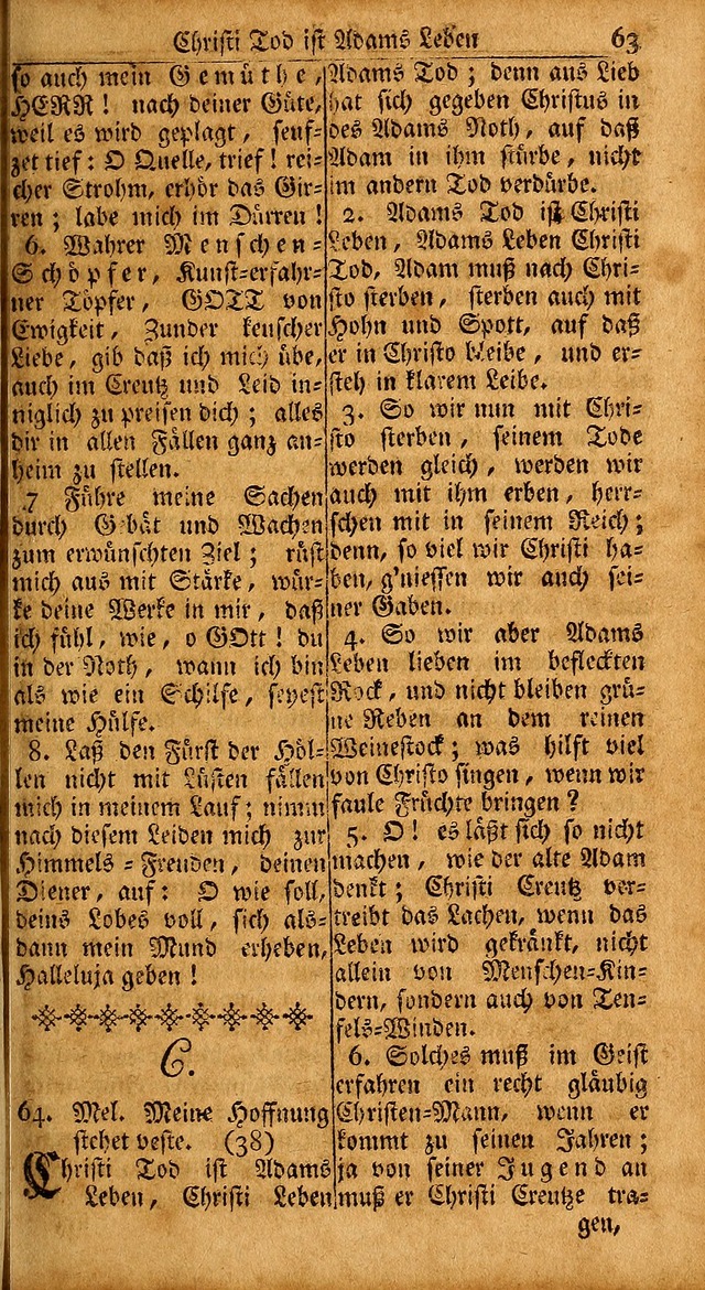 Das Kleine Davidische Psalterspiel der Kinder Zions: von alten und neuen auserlesenen Geistes-Gesängen allen wahren heils-begierigen säuglingen der weisheit, infonderheit aber denen Gemeinden ... page 63