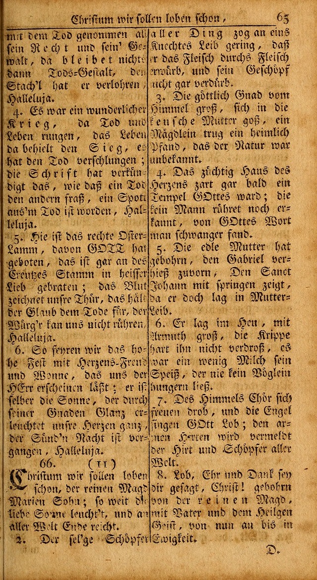 Das Kleine Davidische Psalterspiel der Kinder Zions: von alten und neuen auserlesenen Geistes-Gesängen allen wahren heils-begierigen säuglingen der weisheit, infonderheit aber denen Gemeinden ... page 65