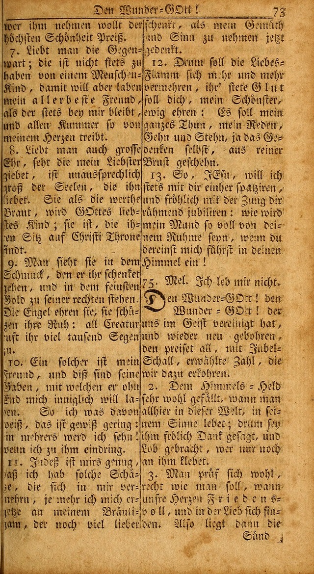 Das Kleine Davidische Psalterspiel der Kinder Zions: von alten und neuen auserlesenen Geistes-Gesängen allen wahren heils-begierigen säuglingen der weisheit, infonderheit aber denen Gemeinden ... page 73