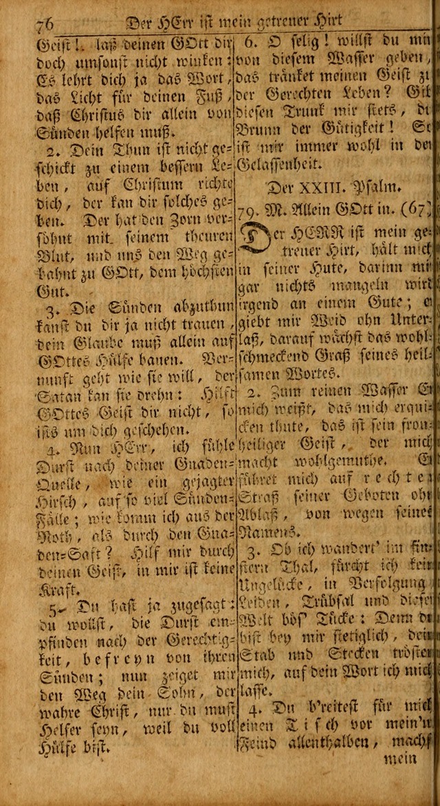 Das Kleine Davidische Psalterspiel der Kinder Zions: von alten und neuen auserlesenen Geistes-Gesängen allen wahren heils-begierigen säuglingen der weisheit, infonderheit aber denen Gemeinden ... page 76