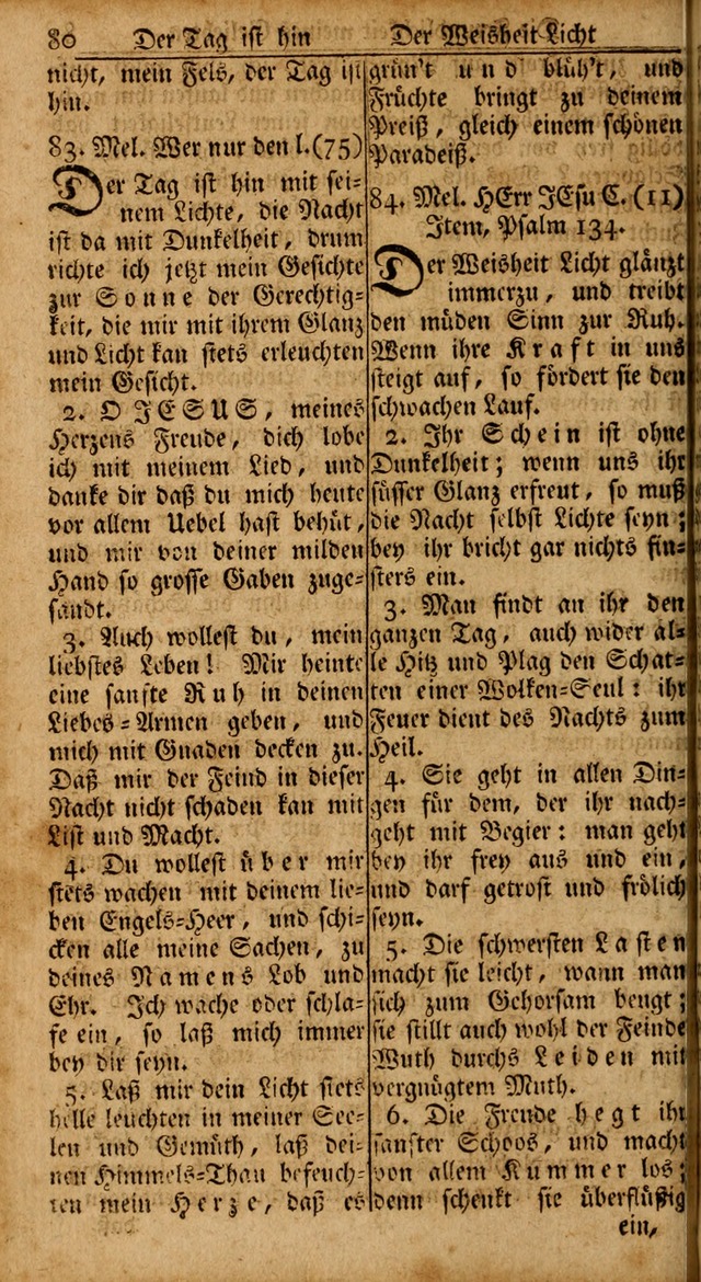 Das Kleine Davidische Psalterspiel der Kinder Zions: von alten und neuen auserlesenen Geistes-Gesängen allen wahren heils-begierigen säuglingen der weisheit, infonderheit aber denen Gemeinden ... page 80