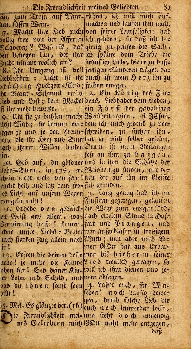 Das Kleine Davidische Psalterspiel der Kinder Zions: von alten und neuen auserlesenen Geistes-Gesängen allen wahren heils-begierigen säuglingen der weisheit, infonderheit aber denen Gemeinden ... page 81