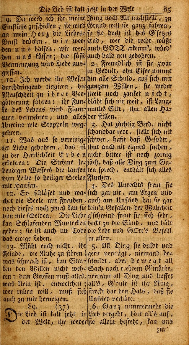 Das Kleine Davidische Psalterspiel der Kinder Zions: von alten und neuen auserlesenen Geistes-Gesängen allen wahren heils-begierigen säuglingen der weisheit, infonderheit aber denen Gemeinden ... page 85