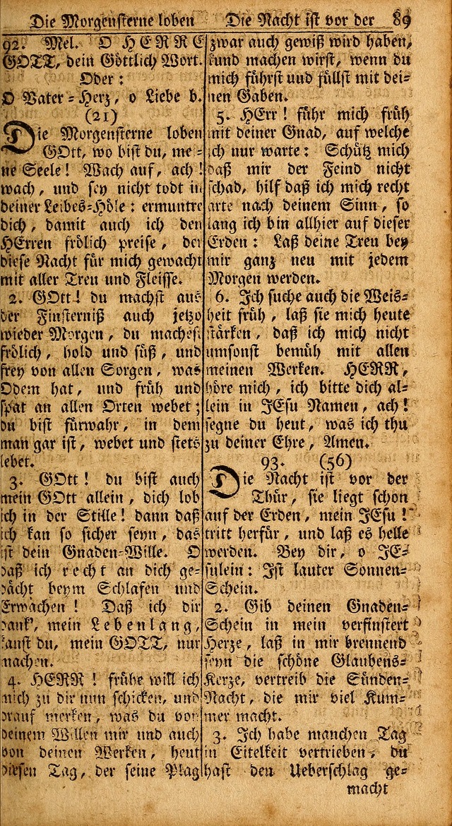 Das Kleine Davidische Psalterspiel der Kinder Zions: von alten und neuen auserlesenen Geistes-Gesängen allen wahren heils-begierigen säuglingen der weisheit, infonderheit aber denen Gemeinden ... page 89