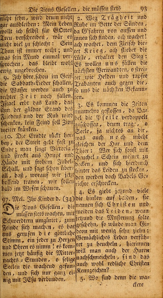 Das Kleine Davidische Psalterspiel der Kinder Zions: von alten und neuen auserlesenen Geistes-Gesängen allen wahren heils-begierigen säuglingen der weisheit, infonderheit aber denen Gemeinden ... page 93