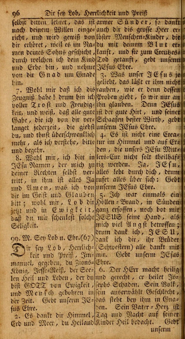 Das Kleine Davidische Psalterspiel der Kinder Zions: von alten und neuen auserlesenen Geistes-Gesängen allen wahren heils-begierigen säuglingen der weisheit, infonderheit aber denen Gemeinden ... page 96