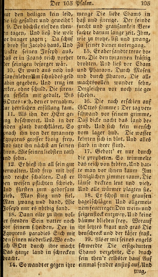 Das neue und verbesserte Gesangbuch, worinnen die Psalmen Davids samt iner Sammlung alter und neuer Geistreicher Lieder, sowohl für privat und Hausandachten, als auch für den öffentlichen..(5th Aufl.) page 103