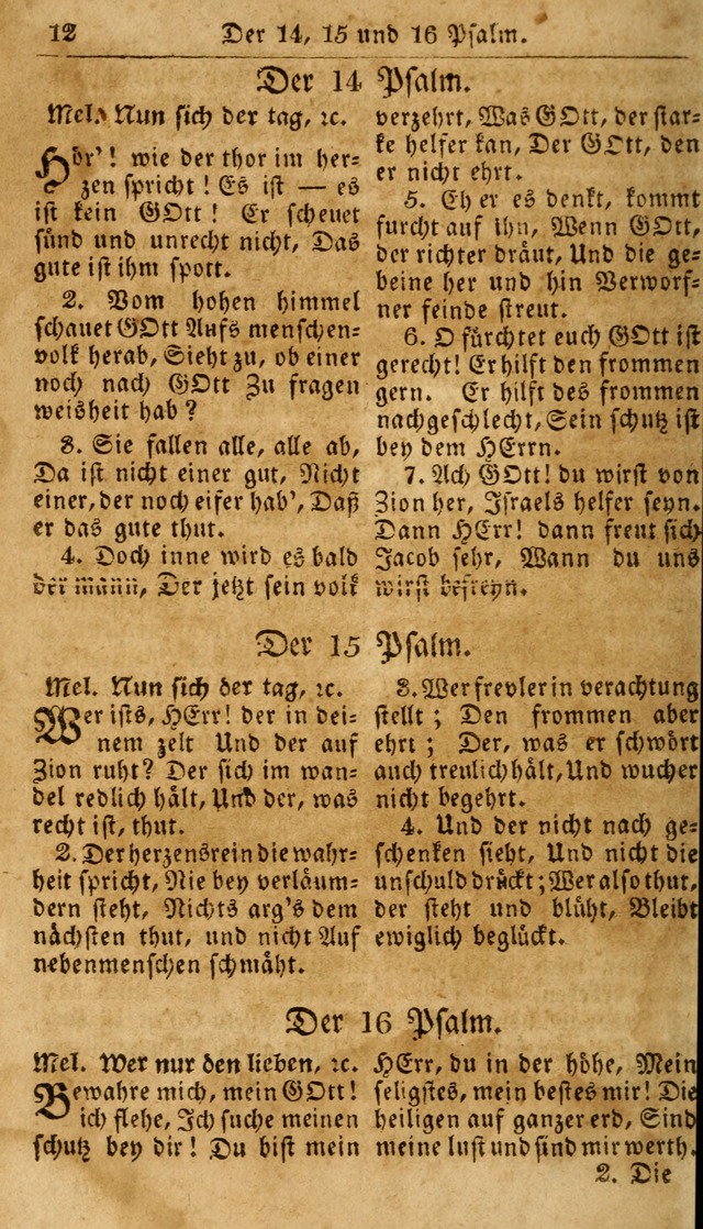 Das neue und verbesserte Gesangbuch, worinnen die Psalmen Davids samt iner Sammlung alter und neuer Geistreicher Lieder, sowohl für privat und Hausandachten, als auch für den öffentlichen..(5th Aufl.) page 12