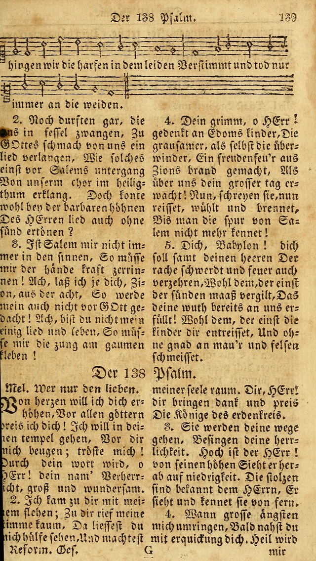 Das neue und verbesserte Gesangbuch, worinnen die Psalmen Davids samt iner Sammlung alter und neuer Geistreicher Lieder, sowohl für privat und Hausandachten, als auch für den öffentlichen..(5th Aufl.) page 139