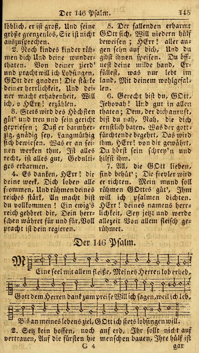 Das neue und verbesserte Gesangbuch, worinnen die Psalmen Davids samt iner Sammlung alter und neuer Geistreicher Lieder, sowohl für privat und Hausandachten, als auch für den öffentlichen..(5th Aufl.) page 145