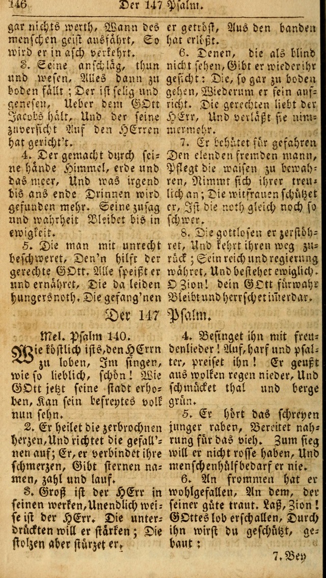 Das neue und verbesserte Gesangbuch, worinnen die Psalmen Davids samt iner Sammlung alter und neuer Geistreicher Lieder, sowohl für privat und Hausandachten, als auch für den öffentlichen..(5th Aufl.) page 146