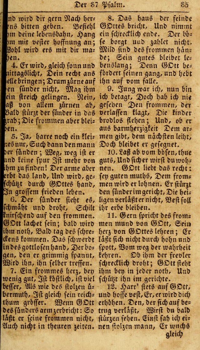 Das neue und verbesserte Gesangbuch, worinnen die Psalmen Davids samt iner Sammlung alter und neuer Geistreicher Lieder, sowohl für privat und Hausandachten, als auch für den öffentlichen..(5th Aufl.) page 35