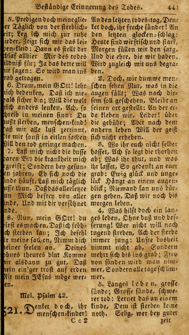 Das neue und verbesserte Gesangbuch, worinnen die Psalmen Davids samt iner Sammlung alter und neuer Geistreicher Lieder, sowohl für privat und Hausandachten, als auch für den öffentlichen..(5th Aufl.) page 597