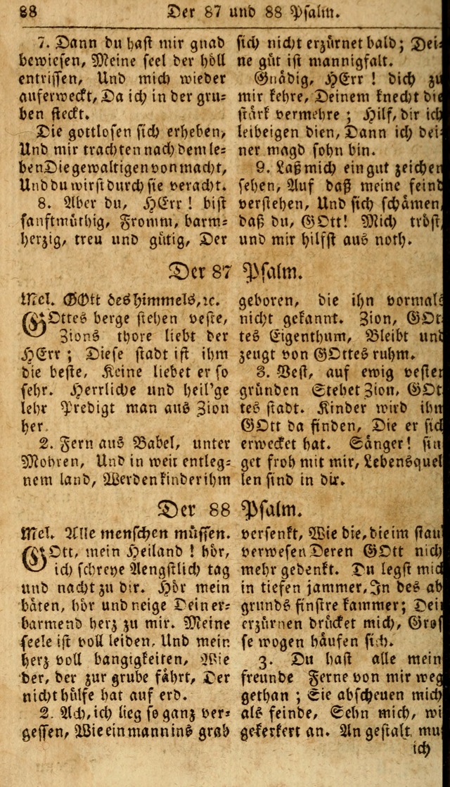 Das neue und verbesserte Gesangbuch, worinnen die Psalmen Davids samt iner Sammlung alter und neuer Geistreicher Lieder, sowohl für privat und Hausandachten, als auch für den öffentlichen..(5th Aufl.) page 88