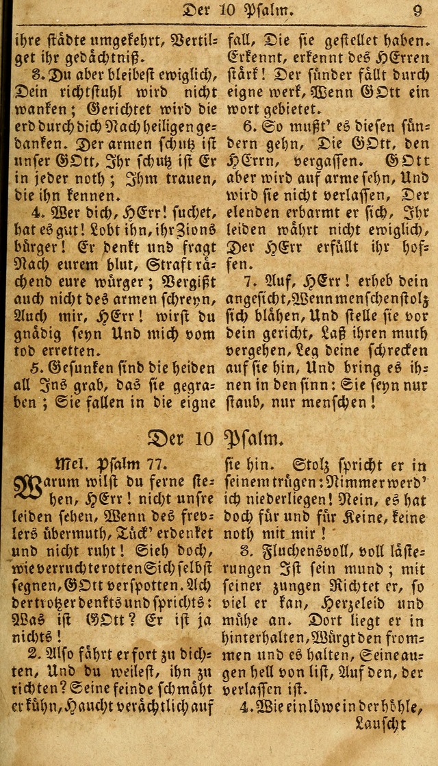 Das neue und verbesserte Gesangbuch, worinnen die Psalmen Davids samt iner Sammlung alter und neuer Geistreicher Lieder, sowohl für privat und Hausandachten, als auch für den öffentlichen..(5th Aufl.) page 9