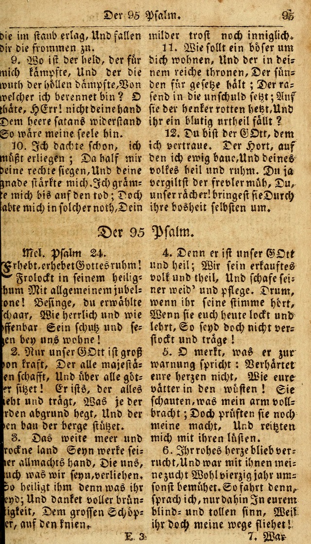 Das neue und verbesserte Gesangbuch, worinnen die Psalmen Davids samt iner Sammlung alter und neuer Geistreicher Lieder, sowohl für privat und Hausandachten, als auch für den öffentlichen..(5th Aufl.) page 95