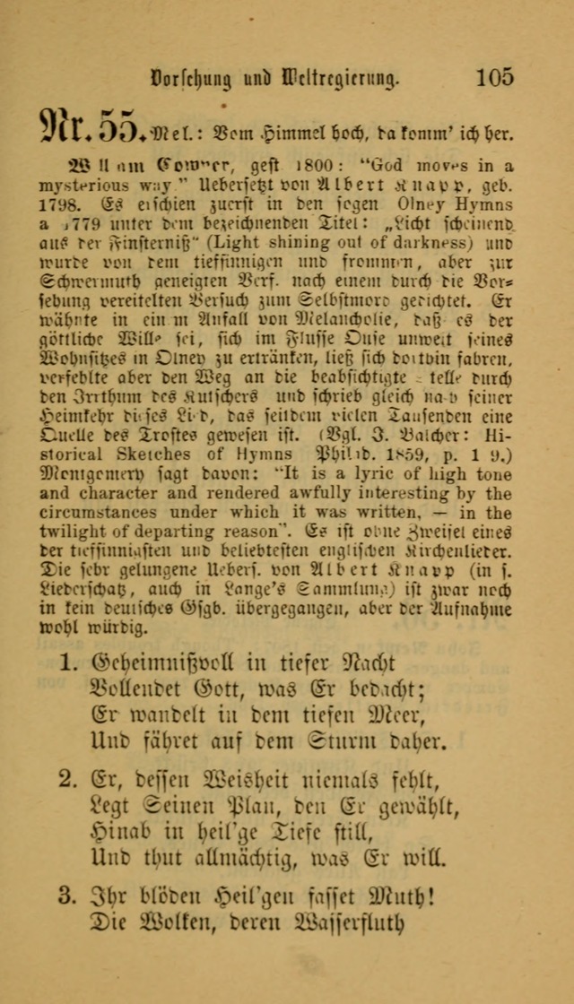 Deutsches Gesangbuch: eine auswahl geistlicher Lieder aus allen Zeiten der Christlichen Kirche für kirchliche und häusliche Gebrauch (Neue, verb. und verm. Aufl) page 105