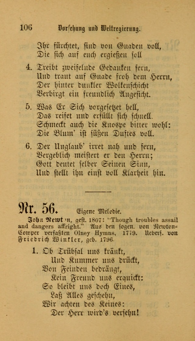 Deutsches Gesangbuch: eine auswahl geistlicher Lieder aus allen Zeiten der Christlichen Kirche für kirchliche und häusliche Gebrauch (Neue, verb. und verm. Aufl) page 106