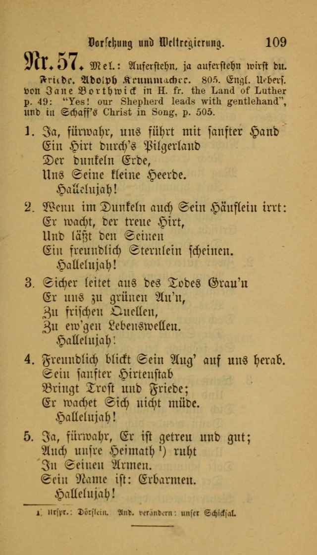 Deutsches Gesangbuch: eine auswahl geistlicher Lieder aus allen Zeiten der Christlichen Kirche für kirchliche und häusliche Gebrauch (Neue, verb. und verm. Aufl) page 109