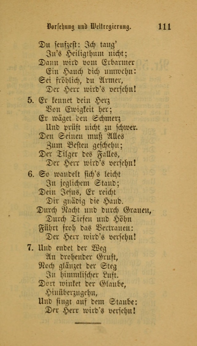 Deutsches Gesangbuch: eine auswahl geistlicher Lieder aus allen Zeiten der Christlichen Kirche für kirchliche und häusliche Gebrauch (Neue, verb. und verm. Aufl) page 111