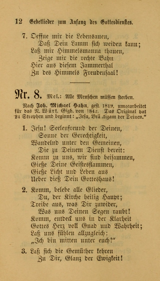 Deutsches Gesangbuch: eine auswahl geistlicher Lieder aus allen Zeiten der Christlichen Kirche für kirchliche und häusliche Gebrauch (Neue, verb. und verm. Aufl) page 12