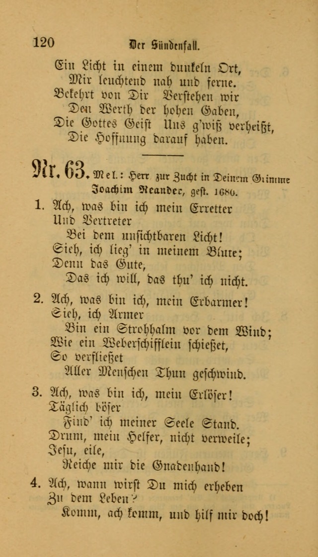 Deutsches Gesangbuch: eine auswahl geistlicher Lieder aus allen Zeiten der Christlichen Kirche für kirchliche und häusliche Gebrauch (Neue, verb. und verm. Aufl) page 120