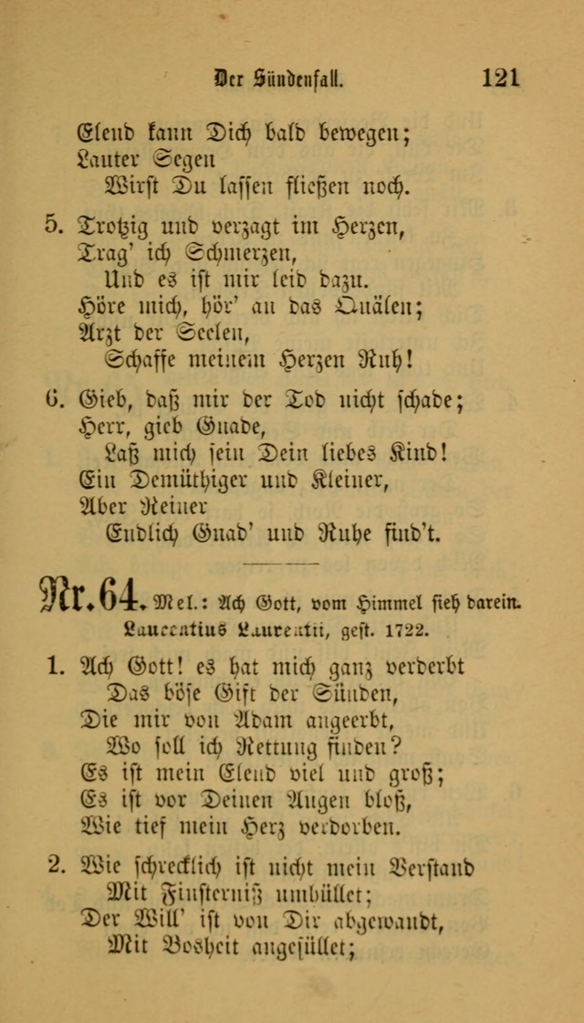 Deutsches Gesangbuch: eine auswahl geistlicher Lieder aus allen Zeiten der Christlichen Kirche für kirchliche und häusliche Gebrauch (Neue, verb. und verm. Aufl) page 121