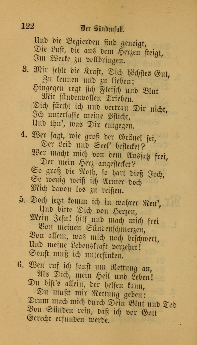 Deutsches Gesangbuch: eine auswahl geistlicher Lieder aus allen Zeiten der Christlichen Kirche für kirchliche und häusliche Gebrauch (Neue, verb. und verm. Aufl) page 122