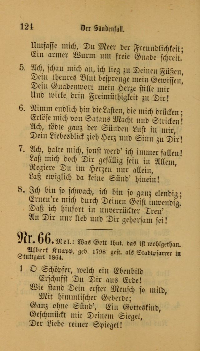 Deutsches Gesangbuch: eine auswahl geistlicher Lieder aus allen Zeiten der Christlichen Kirche für kirchliche und häusliche Gebrauch (Neue, verb. und verm. Aufl) page 124