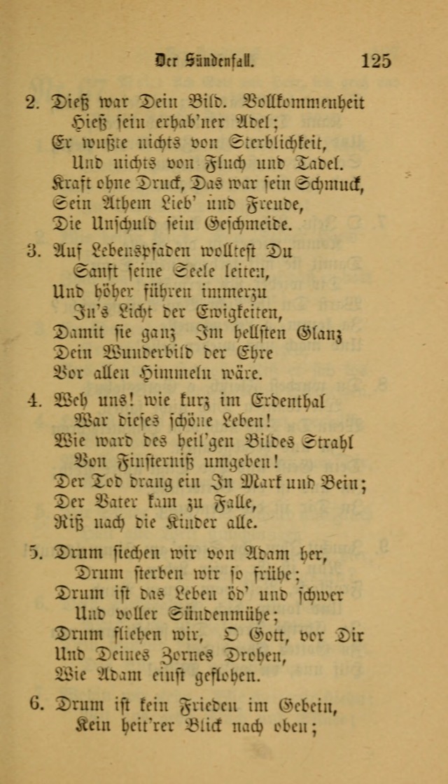 Deutsches Gesangbuch: eine auswahl geistlicher Lieder aus allen Zeiten der Christlichen Kirche für kirchliche und häusliche Gebrauch (Neue, verb. und verm. Aufl) page 125