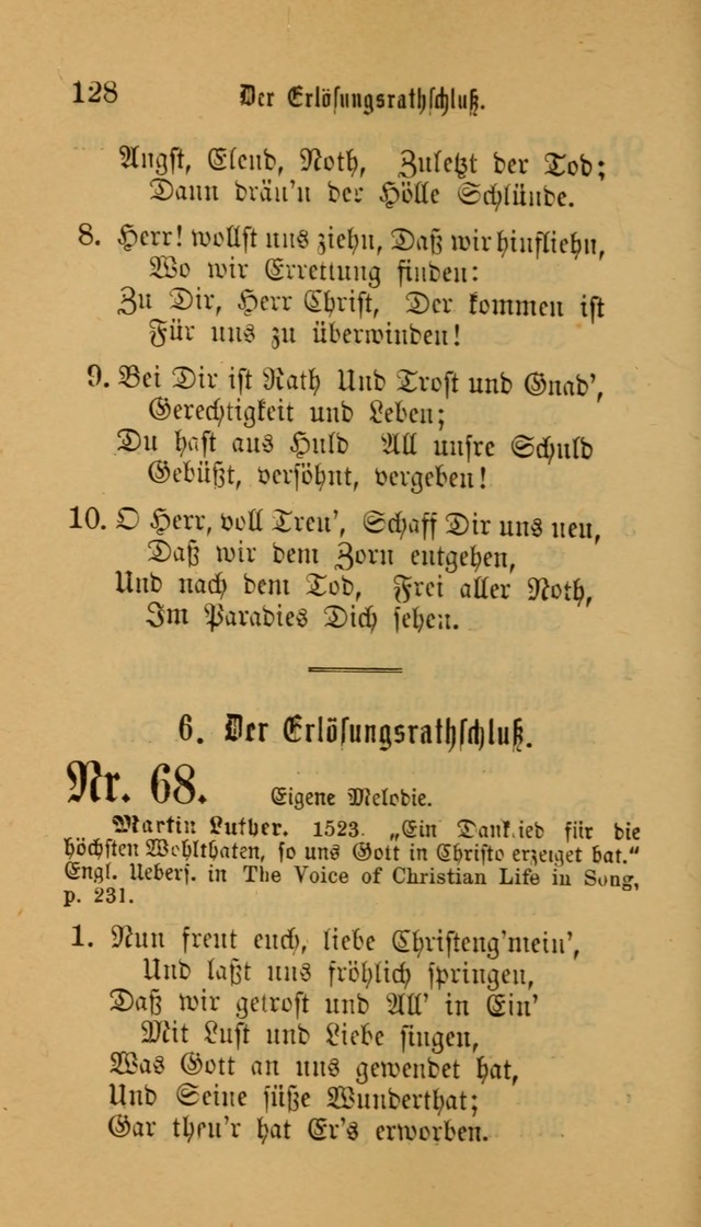 Deutsches Gesangbuch: eine auswahl geistlicher Lieder aus allen Zeiten der Christlichen Kirche für kirchliche und häusliche Gebrauch (Neue, verb. und verm. Aufl) page 128