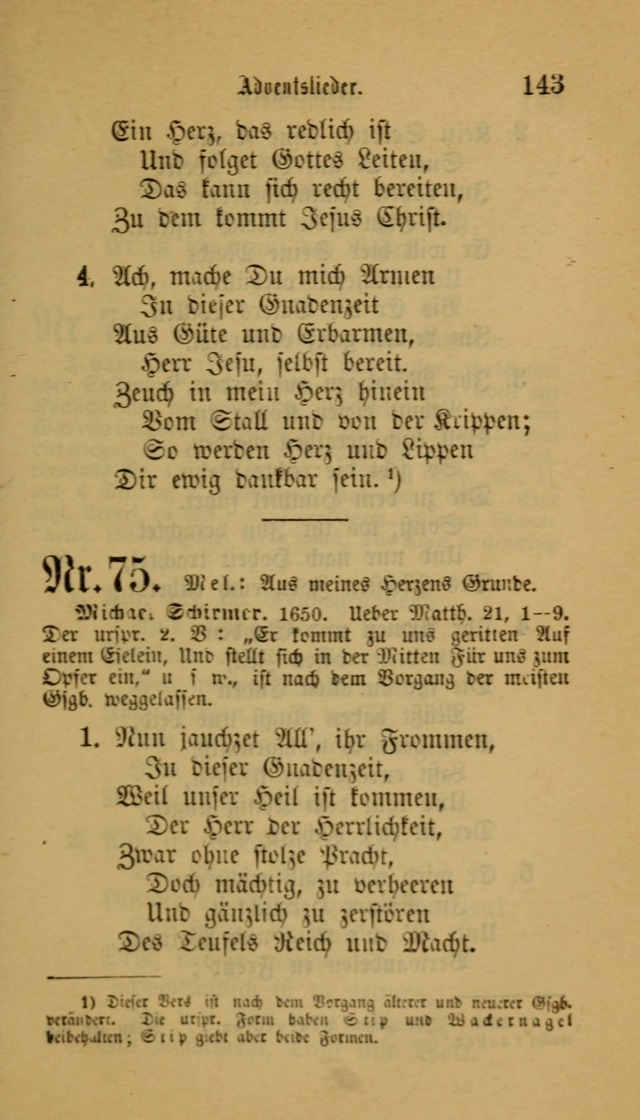 Deutsches Gesangbuch: eine auswahl geistlicher Lieder aus allen Zeiten der Christlichen Kirche für kirchliche und häusliche Gebrauch (Neue, verb. und verm. Aufl) page 143