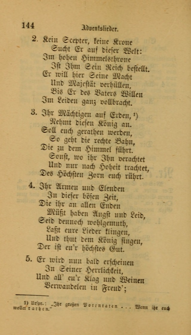 Deutsches Gesangbuch: eine auswahl geistlicher Lieder aus allen Zeiten der Christlichen Kirche für kirchliche und häusliche Gebrauch (Neue, verb. und verm. Aufl) page 144