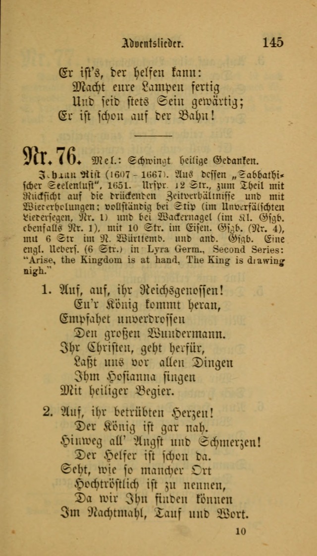 Deutsches Gesangbuch: eine auswahl geistlicher Lieder aus allen Zeiten der Christlichen Kirche für kirchliche und häusliche Gebrauch (Neue, verb. und verm. Aufl) page 145