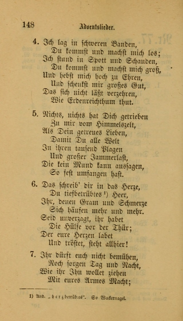 Deutsches Gesangbuch: eine auswahl geistlicher Lieder aus allen Zeiten der Christlichen Kirche für kirchliche und häusliche Gebrauch (Neue, verb. und verm. Aufl) page 148