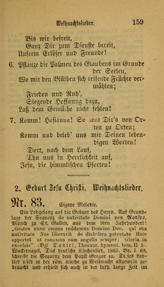 Deutsches Gesangbuch: eine auswahl geistlicher Lieder aus allen Zeiten der Christlichen Kirche für kirchliche und häusliche Gebrauch (Neue, verb. und verm. Aufl) page 159