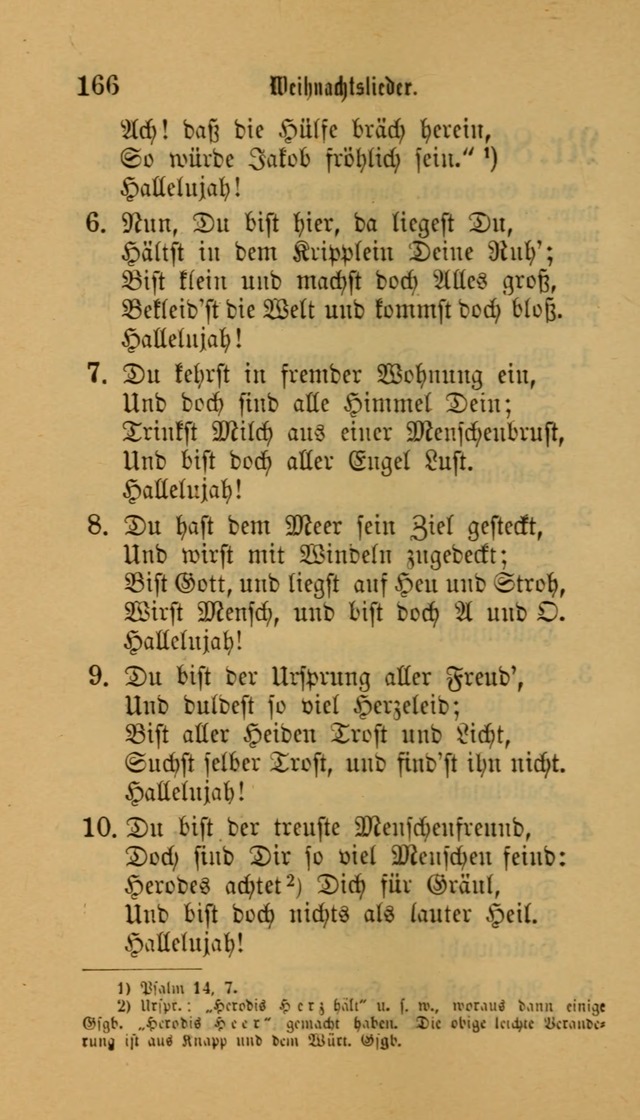 Deutsches Gesangbuch: eine auswahl geistlicher Lieder aus allen Zeiten der Christlichen Kirche für kirchliche und häusliche Gebrauch (Neue, verb. und verm. Aufl) page 166